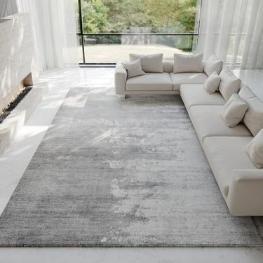 Imagem de Abstrato Cinza Claro Tapete Moderno Decoração de Casa de Luxo Tapetes Grande Área Sala de Estar Tapetes Confortáveis Fácil de Cuidar Quarto Tapete, YHT033,2,H,200X300cm