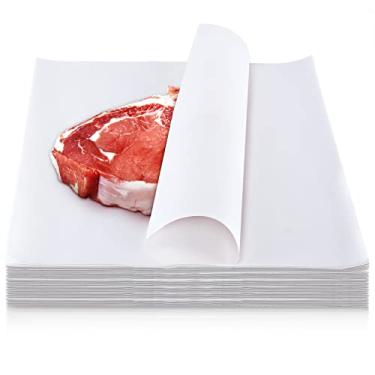 Imagem de Papel de açougueiro branco sublimação, folhas de papel de açougueiro descartáveis, folha quadrada de carne, papel de açougueiro pré-cortado sem cera para prensa térmica, embrulho de carne, projeto de
