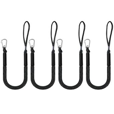 Imagem de DockMoor Linhas de ancoragem elástica para barcos, linhas de amarração marítima, corda de barco para ancoragem com laço e acessórios de clipe para jet ski, PWC, pontão, caiaque, seadoo, waverunner (pacote com 4)