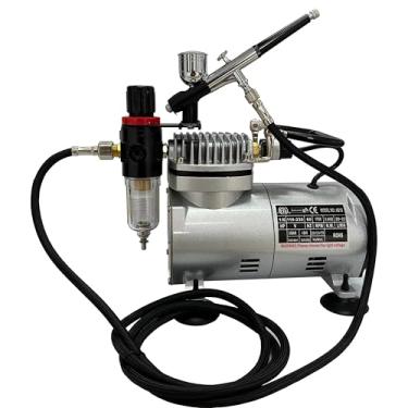 Imagem de WWSoldas Kit Aerógrafo com compressor Profissional, ação dupla, bico 0.3mm Para Arte, Aeromodelismo, Confeitaria, Bronzeamento artificial, Retoque Automotivo 110V/220V