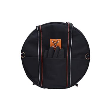 Imagem de Bolsa de armazenamento de cabos, organizador de 6 bolsos feito à mão – 38 x 38 x 10 centímetros à prova d'água balístico poliéster redondo para cabos, cabos, ferramentas pequenas, cabos de carregamento EV para veículos elétricos – Preto