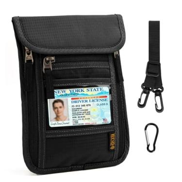 Imagem de Zealearn Carteira de pescoço RFID – Suporte para passaporte, bolsa de viagem, bloqueio RFID, preta