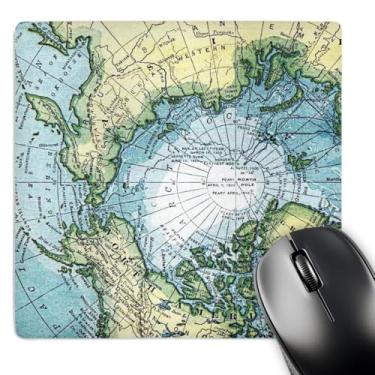 Imagem de 3Drose Mouse pad LLC 20 x 20 x 0,63 cm, mapa vintage do boné polar do polo norte da Rússia América do Norte, Greenland, tema de viagem de geografia (Mp_112942_1)