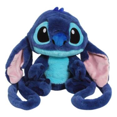 Imagem de Mochila Infantil Stitch Pelúcia Passeio Alça Costas Azul - Plike
