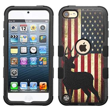 Imagem de La Belle Case iPod Touch 7 Case, iPod Touch 6 Case, Hard+Rubber Dual Layer Hybrid Heavy-Duty Rugged Impact Cover Case for iPod Touch 5 6 7th - US Flag Deer #A