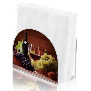 Imagem de SUPERDANT Suporte de guardanapo de uvas para vinho tinto porta-guardanapos de papel acrílico vintage dispensador de caixa de lenços independente para mesa de cozinha suporte de guardanapo de coquetel