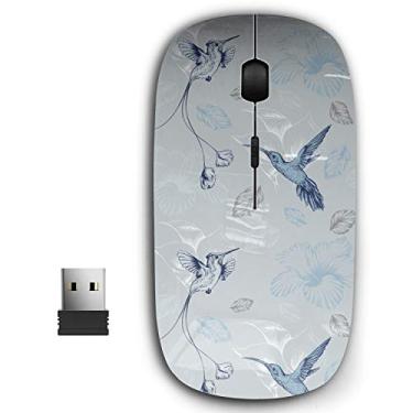 Imagem de Mouse sem fio USB ergonômico 2,4G ergonômico para PC, laptop, computador, notebook com nano receptor (pássaros beija-flores )