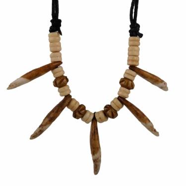 Imagem de Colar de resina estilo étnico tribal do homem das cavernas da selva combinando com dentes, tecido à mão, corda ajustável, acessório masculino e feminino, padrão, resina, sem pedra preciosa, standard,