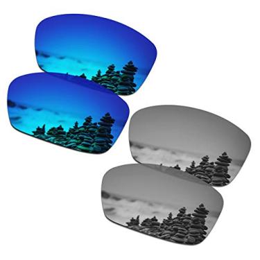 Imagem de Lentes de substituição masculinas SmartVLT para óculos de sol Oakley Plaintiff Squared OO4063 - Mais opções, Ice Blue & Silver Titanium, One Size
