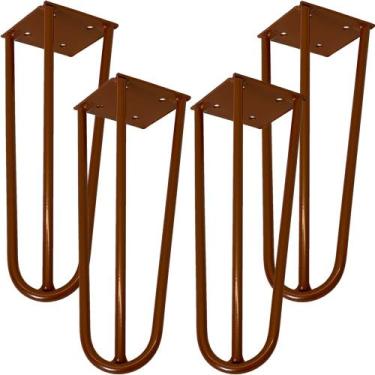 Imagem de Kit 04 Pés de Ferro Aço Hairpin Legs 20 cm Bronze A01 Sofá Móveis Mesa