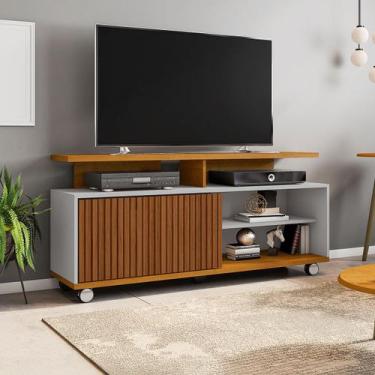 Imagem de Rack para TV Até 52 Polegadas 1 Porta Topázio Ripado 3d Naturalle/Off 