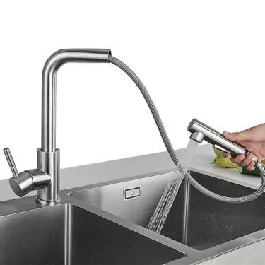 Imagem de Torneira de Cozinha Bancada Gourmet Bico Extensível Ducha Jato Monocom