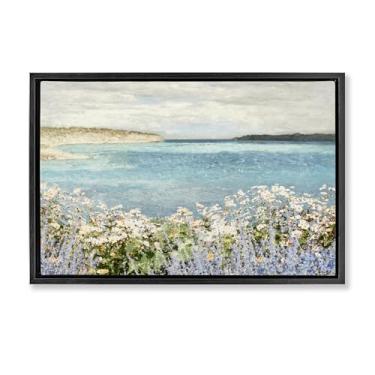 Imagem de Stupell Industries Arte de parede em tela emoldurada Daisy Field over Sea Black Floater por Amber Sterling, 78 x 53 cm