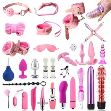 Imagem de LEQC BDSM restrições brinquedos sexuais 30pc bondage restrições conjunto fetiche cama restrições kits, gang bola jogar, vibradores massageadores para casais sexo