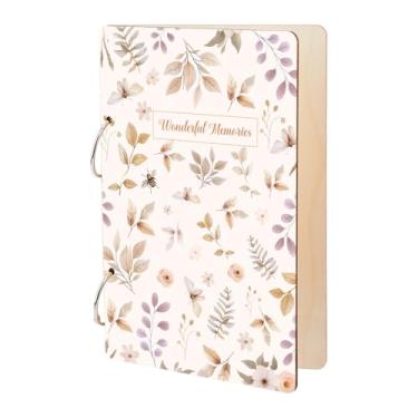 Imagem de SUPERDANT Wonderful Memories Porta-cartões de felicitações, organizador de madeira, fichário, livro de planejamento, plantas boho, cartões de aniversário, capa de álbum de fotos, formatura, planejador
