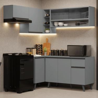 Imagem de Armário de Cozinha Completa de Canto 325cm Cinza Nice Madesa 04