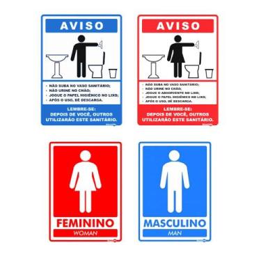 Imagem de Kit Placa Banheiro Feminino/Masculino Regras - ENCARTALE