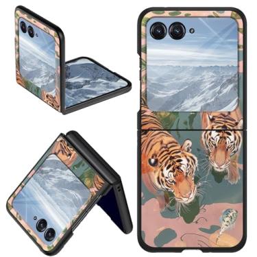 Imagem de DHYYDSQZ Capa para Motorola Moto Razr 2024 para Moto Razr 50 Capa de telefone Tigres Design Thin Slim Hard PC Antiarranhões Capa protetora à prova de choque para Moto Razr 2024/Moto Razr 50 5G