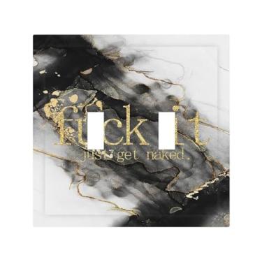 Imagem de Get Naked Black Golden Abstract Marble 2 Gang Double Toggle Light Switch Cover Decorativa Placa de Parede de Dispositivo Duplo Placa Elétrica para Decoração de Banheiro Country Farm