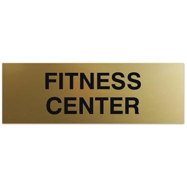Imagem de Signs ByLITA Placa básica para academia – Letras gravadas a laser | Plástico ABS durável | Cores vibrantes | Fita de espuma poderosa (ouro escovado) - Grande