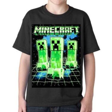 Imagem de Camiseta-camisa Minecraft jogo gamer T-shirt Blusa infantil e adulto B