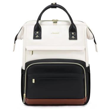 Imagem de Mochila para laptop LOVEVOOK de couro de 17 polegadas para mulheres marrom