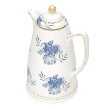 Imagem de WOLFF - Garrafa Térmica de Porcelana Floral 900ml - Utensílios de Cozinha - Mesa Posta - Decoração - Itens Para Casa-Perfeita Para Café e Chá-Mantém a Temperatura de Bebidas Quentes e Geladas