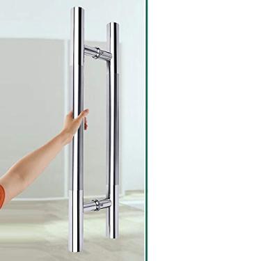 Imagem de Maçaneta de porta de vidro de tubo redondo espesso, maçaneta de porta deslizante de aço inoxidável estilo chinês, para loja/escritório/apoio de braço de hotel, 7 tamanhos/60 x 40 cm ()