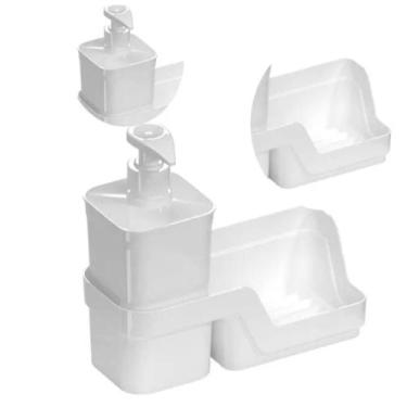 Imagem de Dispenser Porta Detergente e Esponja Flat 500ML Cor Branco - Nitron