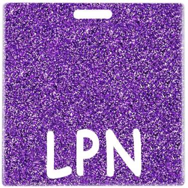 Imagem de Abamilaka Porta-cartão roxo LPN Badge Buddy Glitter Bling Badge Reel Buddies horizontal acrílico acessórios de enfermagem colegas de trabalho presentes de enfermeira para mulheres cartões de