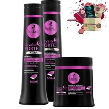 Imagem de Kit Haskell Cavalo Forte Hidra Sh, Cond e Masc 500ml