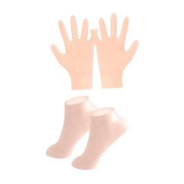Imagem de Kokiya Luvas de silicone Conjunto de meias, Hands Care Heels Care, Spa Tools, portátil para mulheres Mãos Pés cuidados para férias diárias Uso, Cor Da Pele