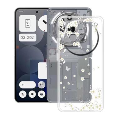 Imagem de HGJTFANY Capa para celular Nothing Phone 3a Pro (6,7 polegadas), capa de silicone macio transparente à prova de choque [ultrafina] [anti-amarelo] Capa de TPU flexível para celular 3a Pro - flor branca