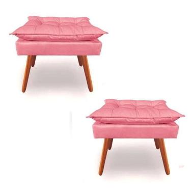 Imagem de Kit 2 Puff Luxo Opala Sala Ou Recepção Rosê Gold Pé Palito - Decore.Co