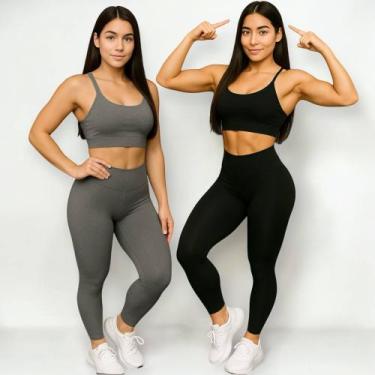Imagem de Kit c/ 2 CALÇAS LEG Legging BASICA Cintura Alta Fitness Treino Casual 