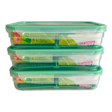 Imagem de Kit 3 Pote Plástico Com Travas Divisória 1,6l Freshy Sanremo