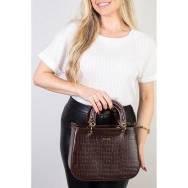 Imagem de Bolsa baú estruturada de couro croco Eloise-Feminino