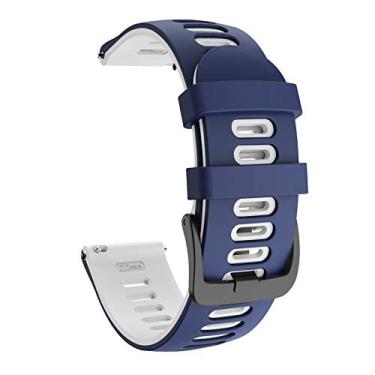 Imagem de OVERSTEP Compatível com pulseira de relógio Vivoactive 4, pulseira de liberação rápida de 22 mm para Garmin Vivoactive 4 Music/Forerunner 255/Forerunner 255 Music/smartwatch Venu, azul e branco