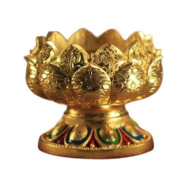 Imagem de WeiLaiKeQi Suporte para velas budista tibetano, decoração para casamento, suporte para lâmpada de manteiga, para lâmpada de lótus, ghee, para mesa, enfeite para, Pés Curtos