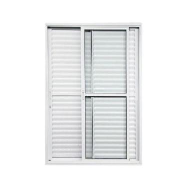 Imagem de Porta Balcão De Alumínio 3 Folhas 210 X 150cm Com Fechadura Linha 25 Esquadrias Bergamo Branco