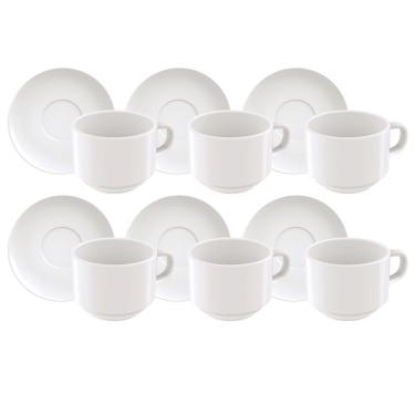 Imagem de Kit Xícaras De Chá Tramontina Paola Em Porcelana 240 Ml 12 Peças Tramontina