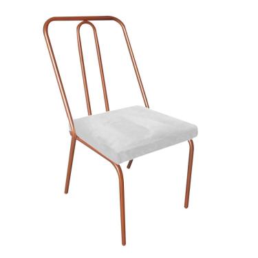 Imagem de Cadeira De Jantar Drika Office Escritório Recepção Ferro Bronze Sintético Branco - Amey Decor