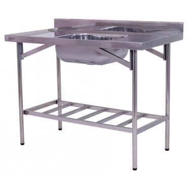 Imagem de Pia Industrial Benfati Inox 430 150x60cm Paneleiro Gradeado Com 1 Cuba 502gr
