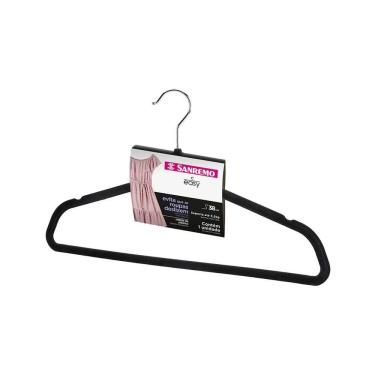 Imagem de Cabide De Plástico Aveludado, Sanremo Preto