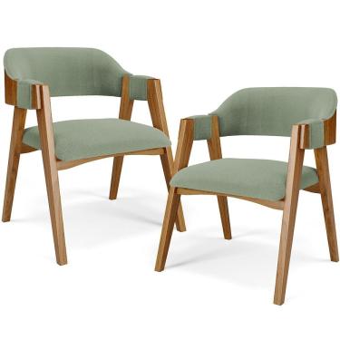 Imagem de Kit 02 Cadeiras Para Sala De Jantar E Estar Living Estofada Suran L02 Bouclê Oliva - Lyam