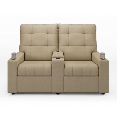 Imagem de Poltrona Reclinável Para Cinema Parma 2 Lugares Baú Usb Linho Bege Fh1 - D'rossi