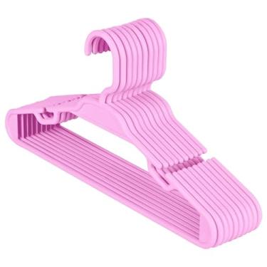 Imagem de 50 Cabide Infantil Rosa 5,5mm Plástico Para Roupa Bebê e Criança