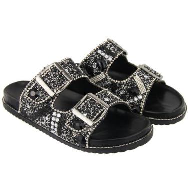 Imagem de Sandalia Papete Ipê Mulato Feminina Brilho Strass Black 9000, Preto, 3