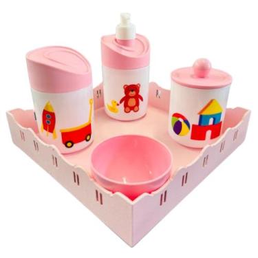 Imagem de Kit Higiene Baby Brinquedos Menino e Menina c/bandeja em MDF - Dóia Ki