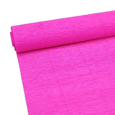 Imagem de ODETOJOY Rolo De Papel Crepom Premium 70G Para Fazer Flores, Branco, Verde, Rosa, Serpentina, 25 Cm Largura, 2,4 M Comprimento (Rosa)